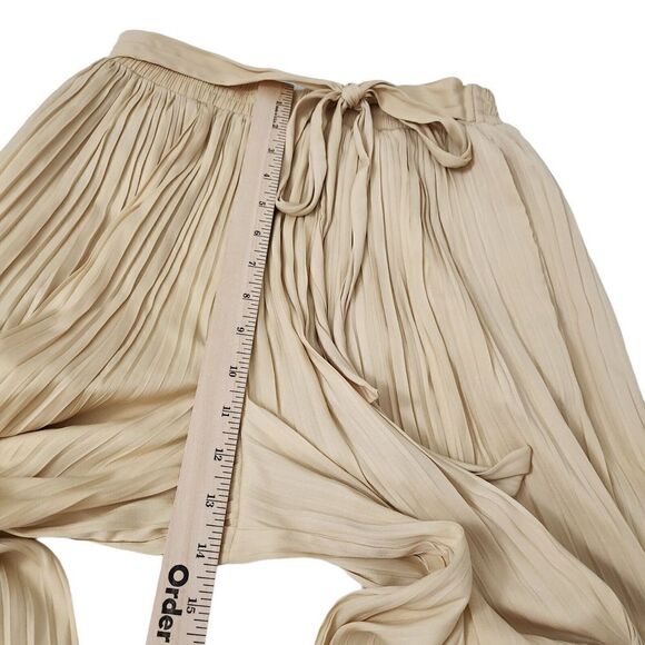 Zara Pants Womens XS Soft Gold Pleated Wide Leg Palazzo Bloggers Fave Flowy - Picture 8 of 9